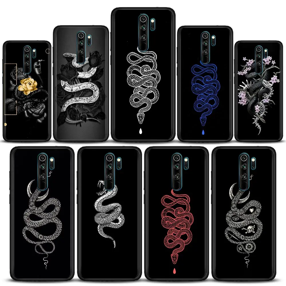 

Funda Case for Redmi K40 K40S K50 6 6A 7 7A 8 8A 9 9A 9C 9T 10 10C PRO PLUS Gaming Case Coque Capa Black Mamba Snake Tattoo