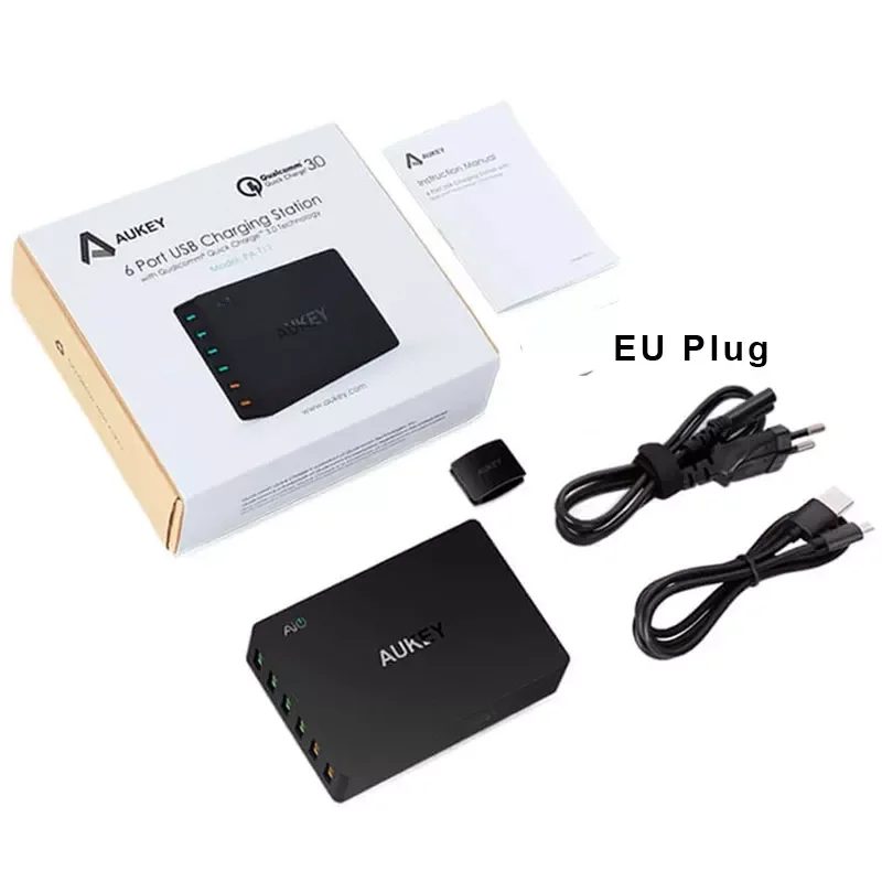 AUKEY PA-T11 6 USB порт 60 Вт Быстрое настенное зарядное устройство с вилкой EU US UK зарядная