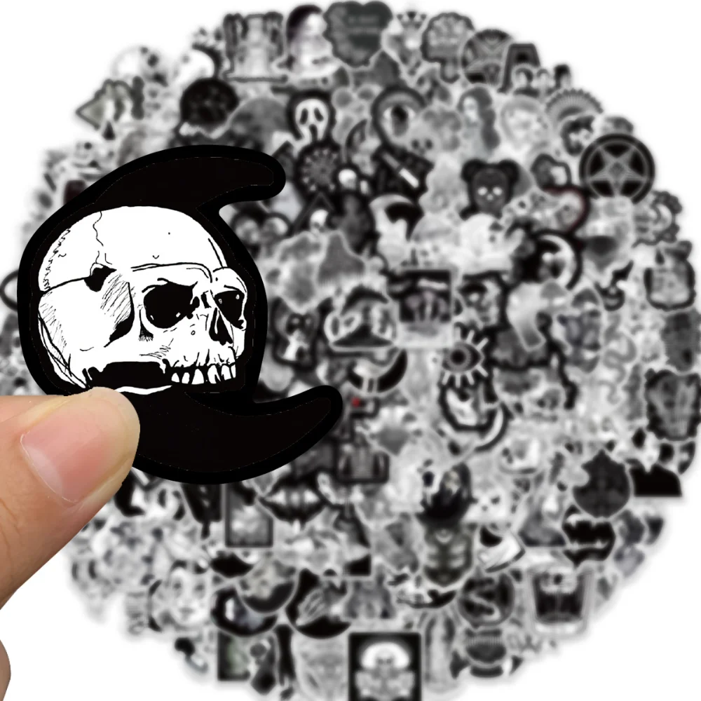 

200 шт. темные готические черные наклейки с ужасами, крутые граффити, ПВХ водонепроницаемые наклейки для скейтборда, ноутбука, телефона, шлема, наклейки на стену