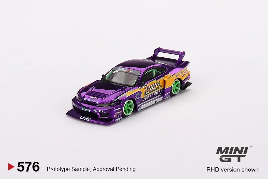 

MINIGT 1/64 Nissan S15 SILVIA LB-Super Silhouette #555 2022 MGT00576-CH Car Alloy Vehicle Diecast Metal Model Kids Toys Boys
