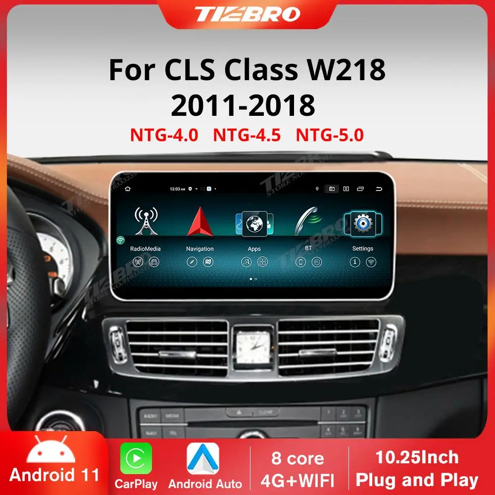

TIEBRO 10,25 "Android11 для Mercedes CLS Class W218 2011-2018 Carplay Автомагнитола мультимедийный стерео плеер GPS Bluetooth головное устройство