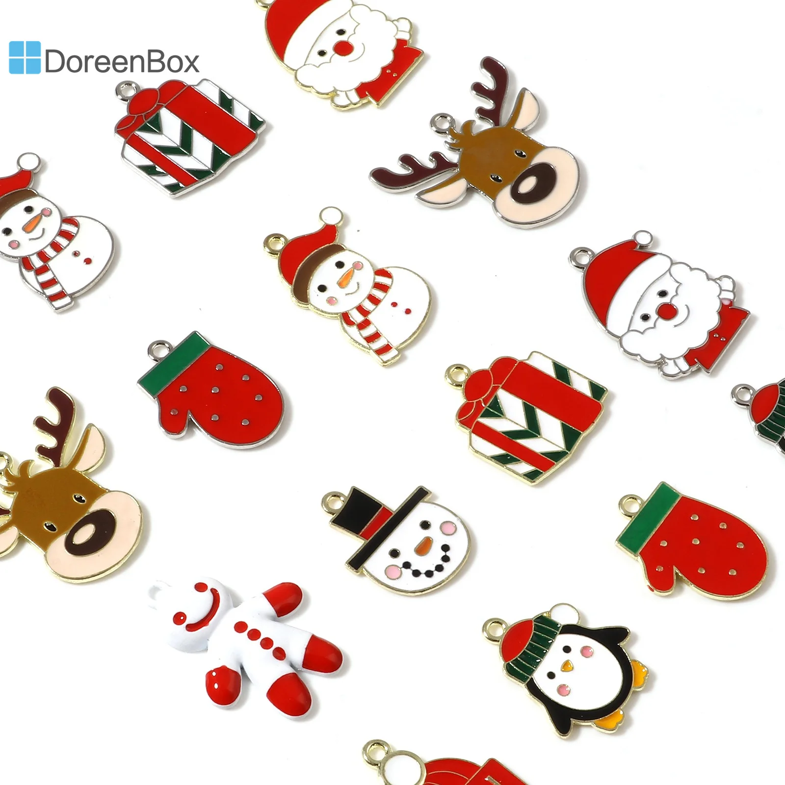 

10PCs Christmas Enamel Charms Cute Gloves Santa Claus Christmas Charms Pendant For Jewelry Making Earrings Pendant Necklace DIY