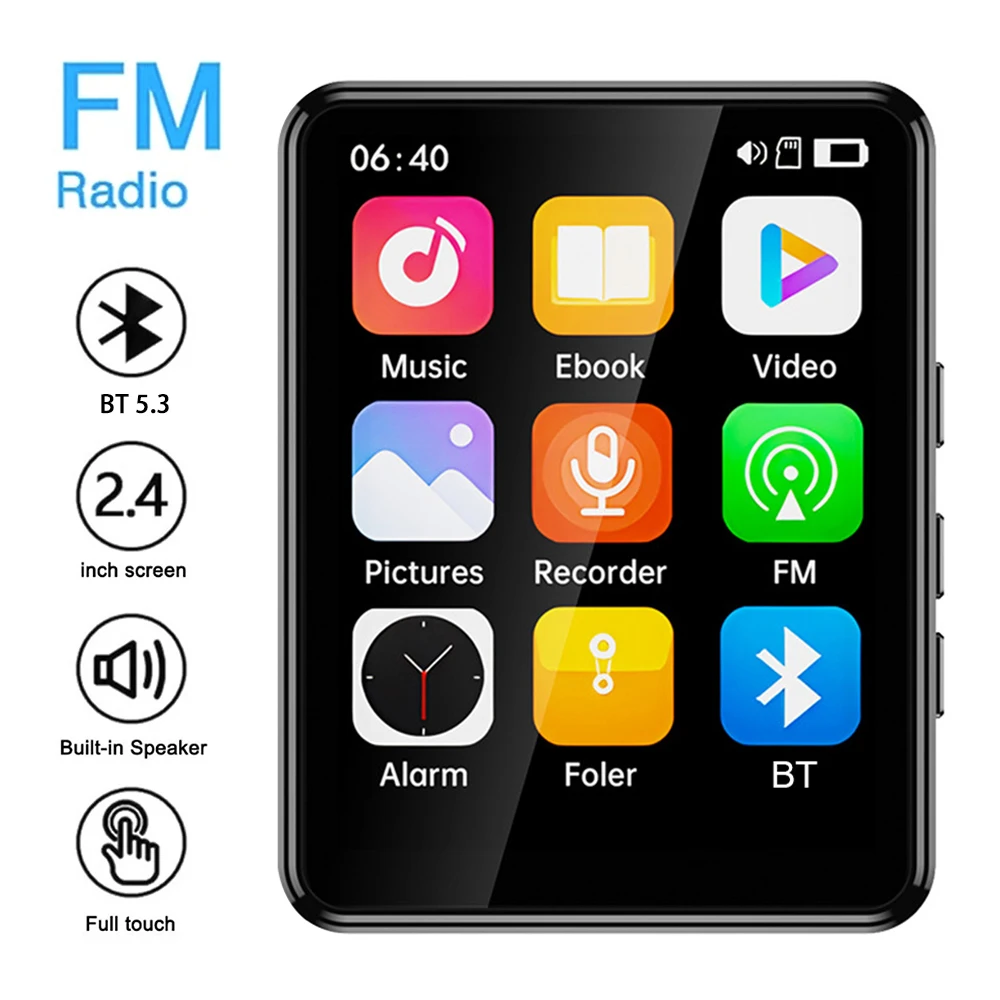 Фото MP3-плеер с 2,4-дюймовым сенсорным экраном, Bluetooth 5.3, HiFi Walkman, встроенный MP4-плеер, музыкальный динамик, FM-радио, диктофон, электронная книга №4