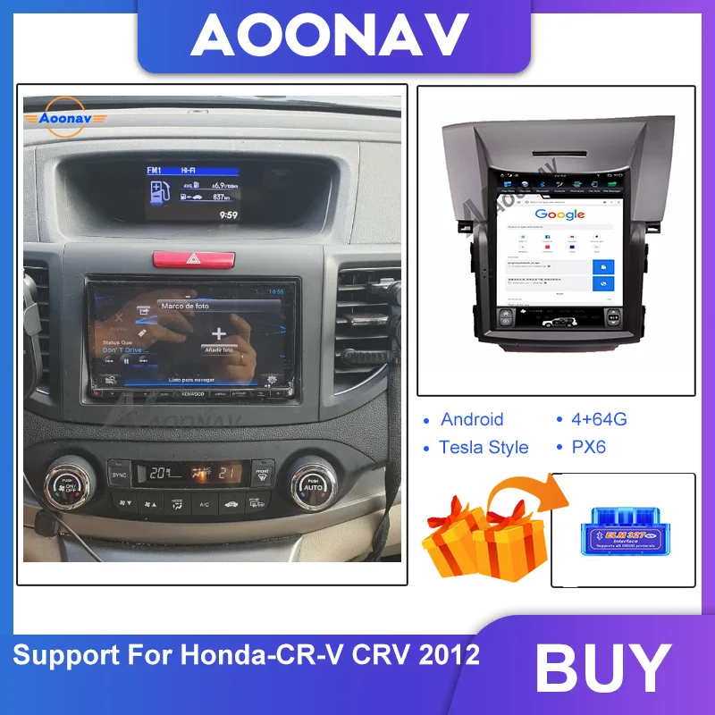 

2Din For HONDA cr-v crv 2012 Car Touch Screen Android 10.4Inch Car Autoradio GPS Navi car DVD autoaudio player head unit