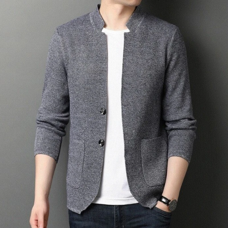 

Men's Casual Solid Color Sweater Cardigan Autumn New Thin Coat Classic Style Knitting Sweater Male Brand Clothes