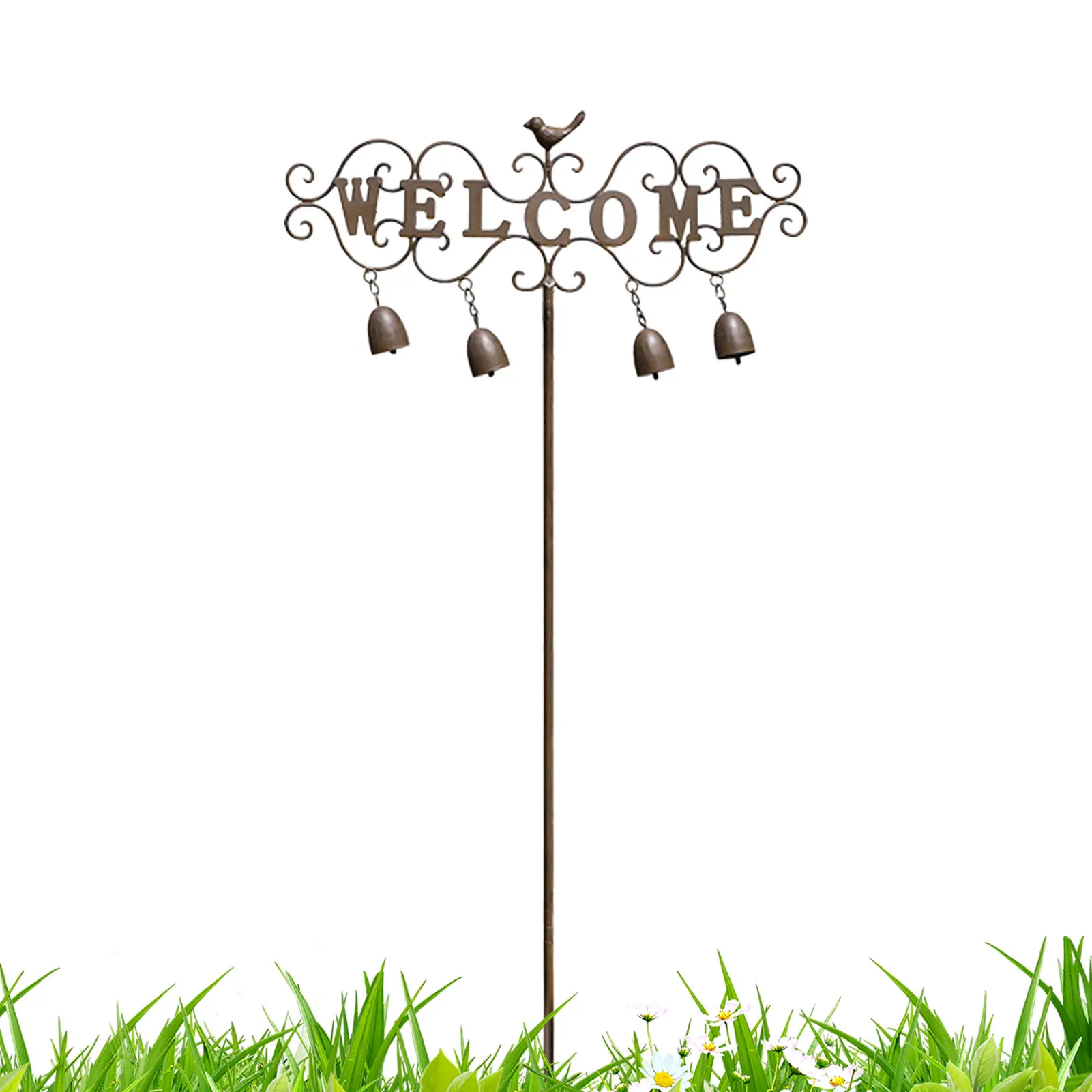 

Надпись «Добро пожаловать», ветряные колокольчики в форме птицы, декоративные садовые колокольчики, ветряные колокольчики, железные декор...