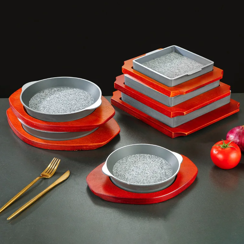 

Mini Square Rock Barbecue Pan Japanese Text Barbecue Grills BBQ On Table Teppanyaki Steak Plate High Temperature Stone Plate