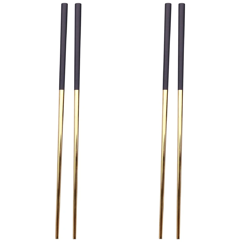 

10 Pairs Chopsticks Stainless Steel Chinese Gold Set Black Metal Chop Sticks Set Used For Sushi Dinnerware