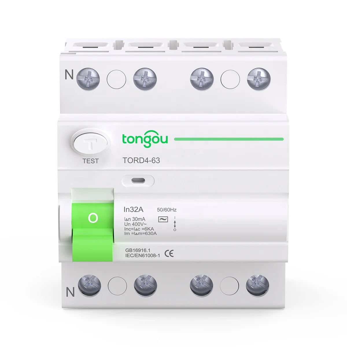 TONGOU 300 мА 32a 63A Тип A B Устройство остаточного тока 4 полюса RCCB Электромагнитный
