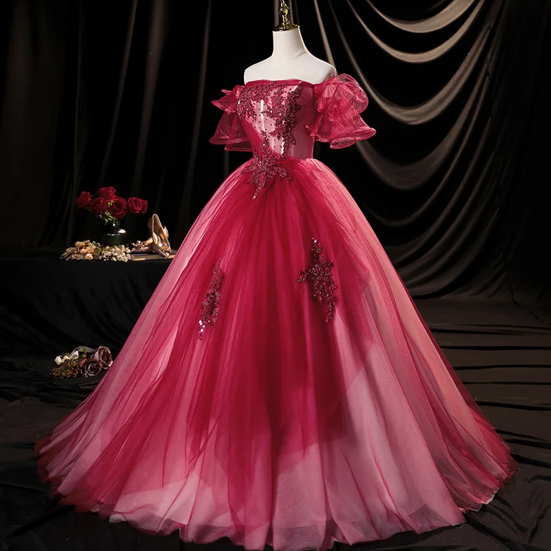 

Винно-красное бальное платье с блестками и бисером, винтажное платье принцессы эпохи Средневековья, викторианской эпохи/Вечеринки