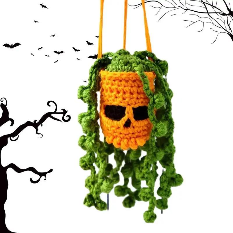 

Crochet Succulents Ornament Halloween Car Pendant Succulents Halloween Decorations Spooky Home Decor Goth Auto Parts For Car