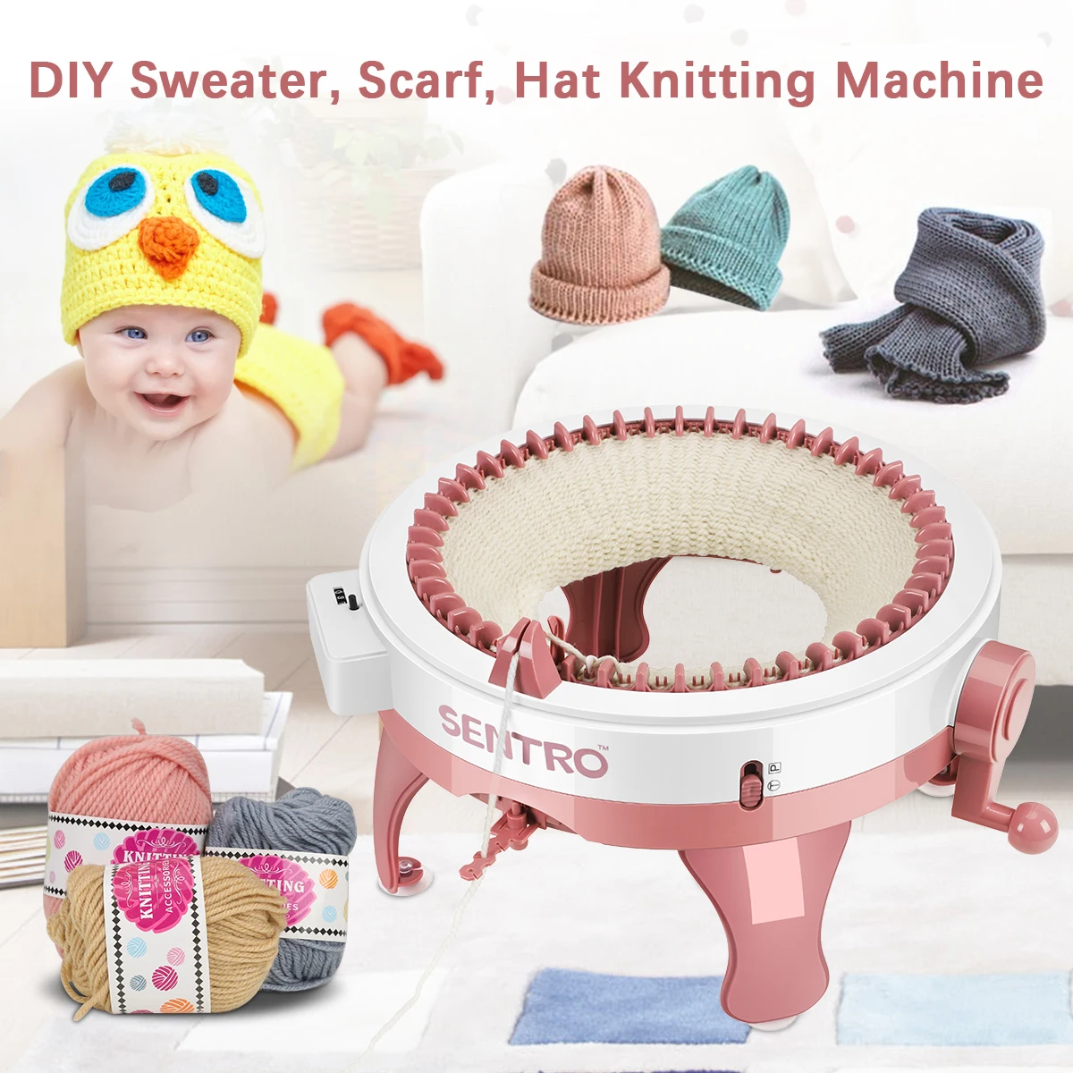 48 Needles Knitting Machine DIY Hand Knitting Machine Sweater Knitting Board Rotating Double Knit Loom Machine Kit For Kids