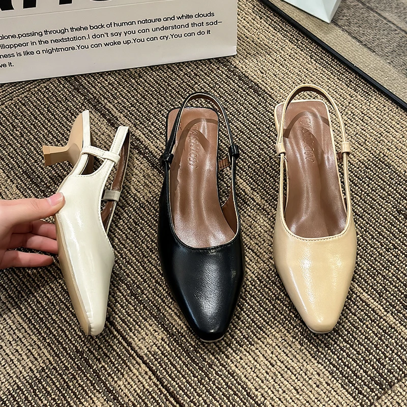 

Босоножки на среднем каблуке-шпильке, женские прозрачные туфли, универсальные туфли среднего размера с закрытым острым носком для девочек, летняя модная обувь в римском стиле, базовые туфли, 2023