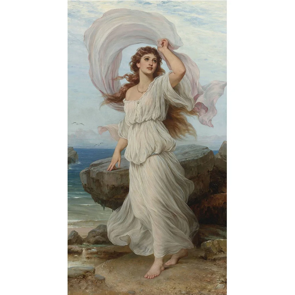 

Яркая Бриллиантовая картина YI с изображением женщины у моря, квадратная/круглая мозаика ручной работы в подарок