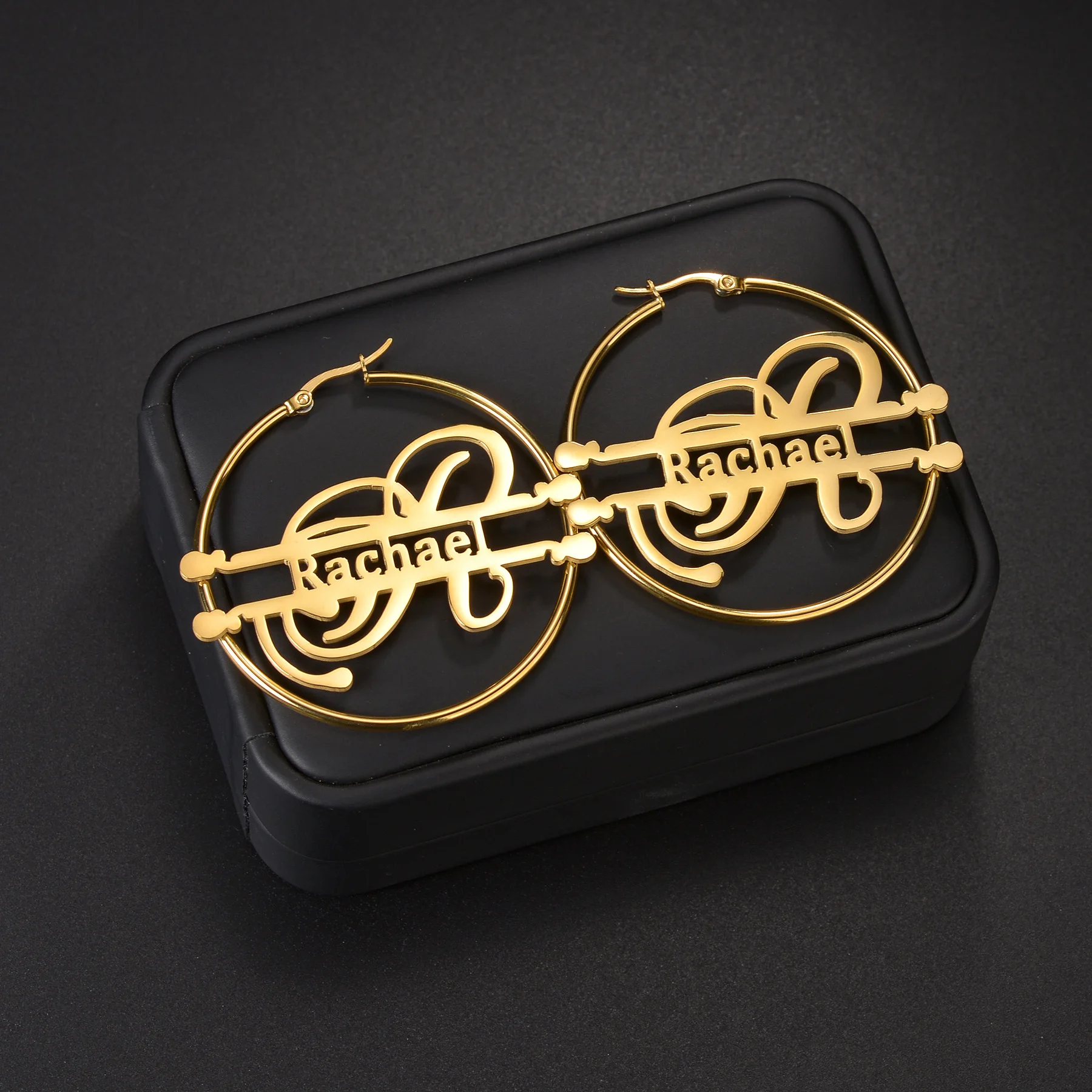 

Женские серьги-кольца из нержавеющей стали с большими буквами