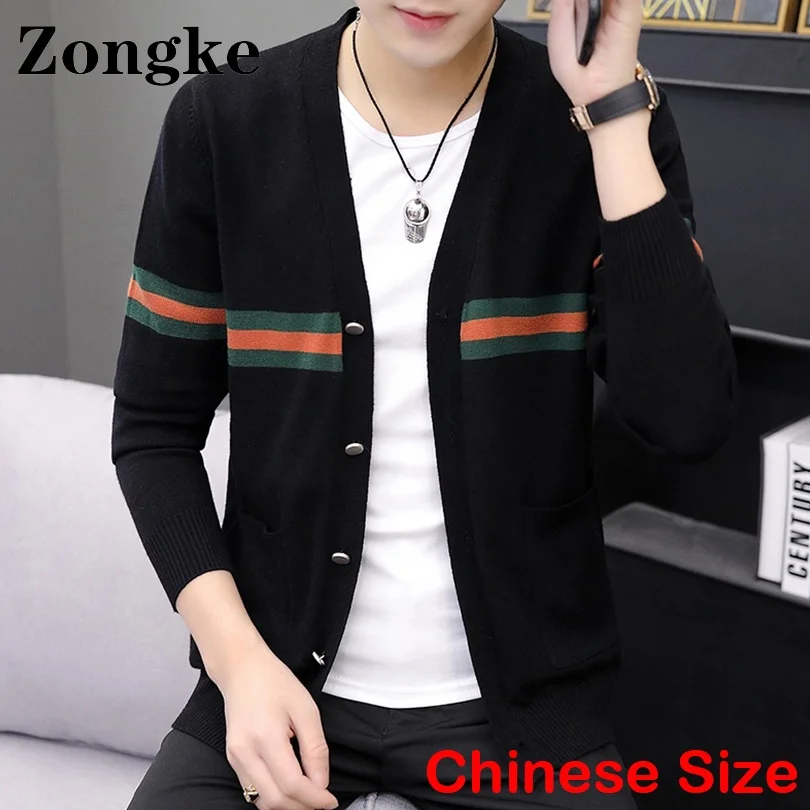 

Zongke Striped Black Cardigan Luxury Jumper Mens Sweater Clothing Cardigan Men Winter Jacket Chinese Size 4XL 2022 Autumn Winter