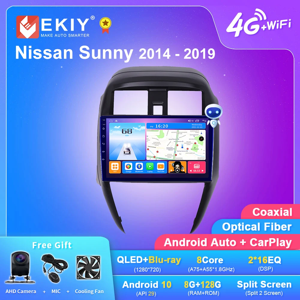 

EKIY T7 Android 10 Car Radio For Nissan Sunny 2014 - 2019 8G+128G 1280*720 Stereo Multimedia Video Player Navigation GPS 2din HU