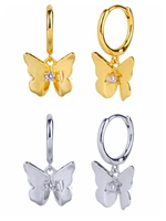 925 sterling silver ear buckle simple metal insect hoop earring for women gold color butterflies earring korean fashion jewelry