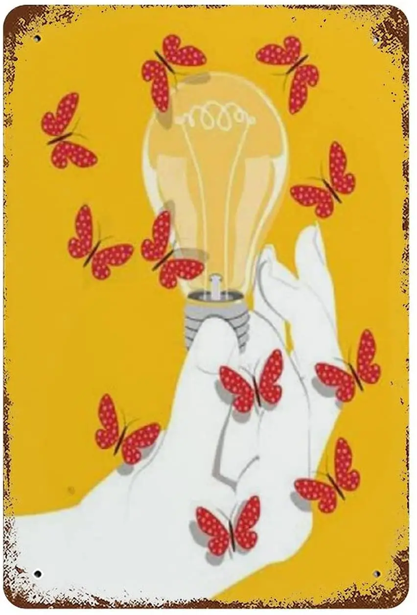 Graman PG Shine Your светильник Bulb Hand Butterfly Novelty Retro Metal Оловянная табличка Bar Pub Club Cafe Home