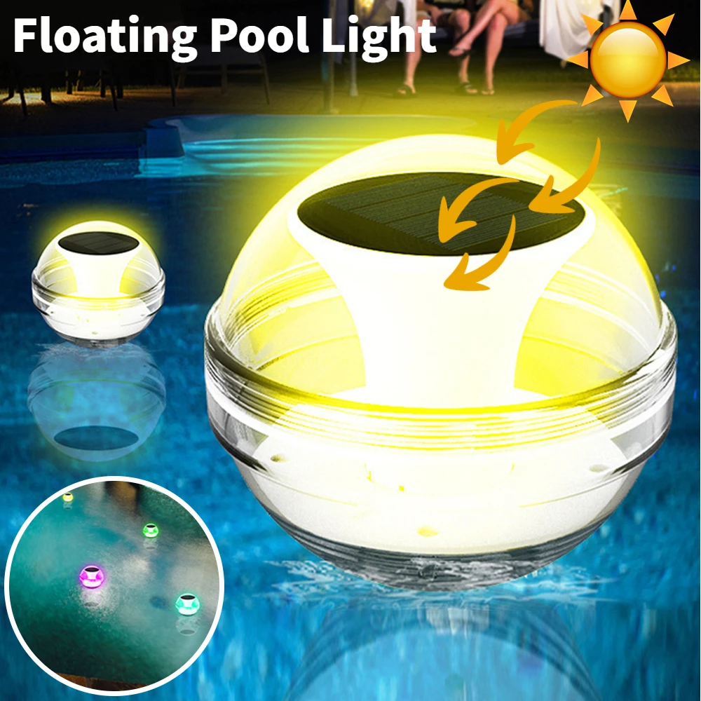 

D2 Solar Floating Pool Light RGB Color Changing Waterproof Garden Ball Lamp Underwater Lights for Swimming Pool Pond Decor Light