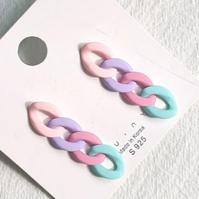 Pendientes de cadena acrílica para mujer, aretes de cadena geométricos irregulares de Color caramelo, borla colorida, pendientes grandes exagerados