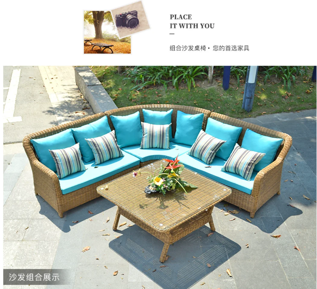 Набор мебели для сада из ротанга "Rattan new outdoor courtyard sofa combination villa rattan tables and chairs five piece garden furniture on".