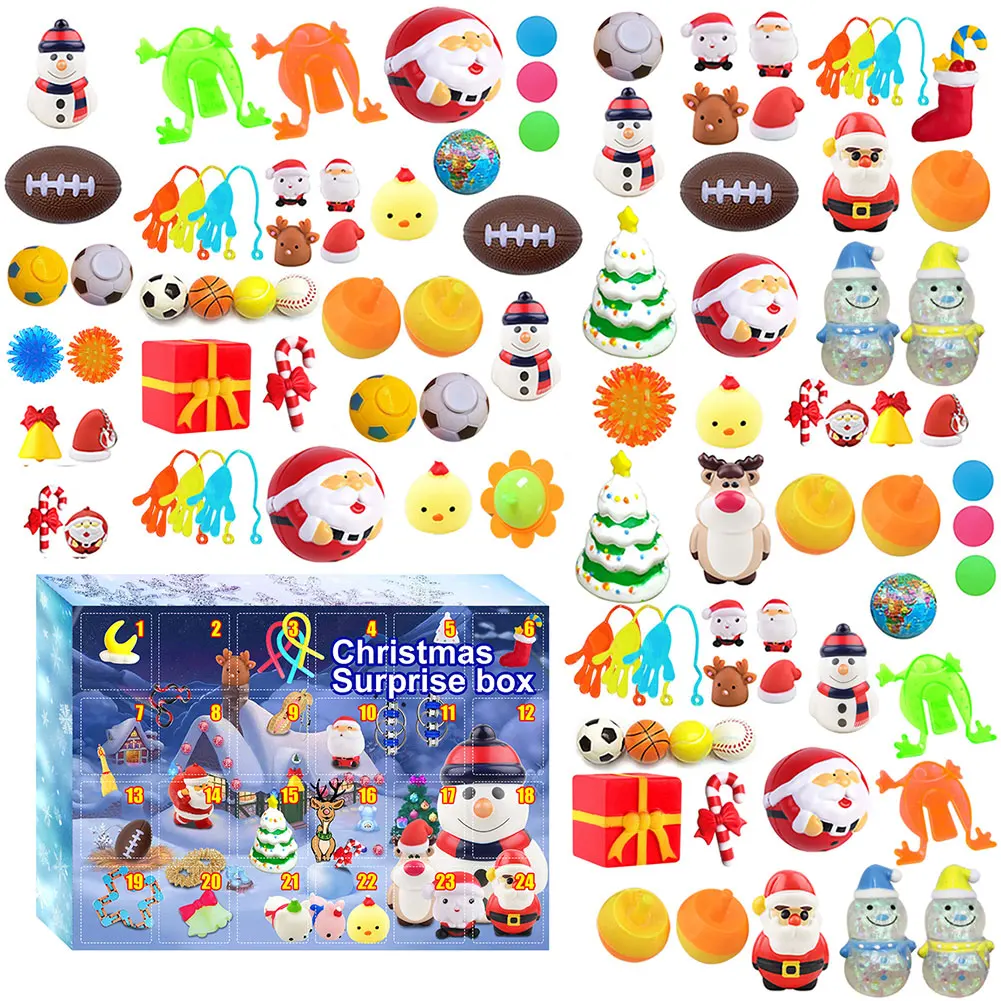 

Очаровательные игрушки календарь Адвента снятие стресса 24 шт. Рождественский календарь обратного отсчета настольные украшения сюрприз По...