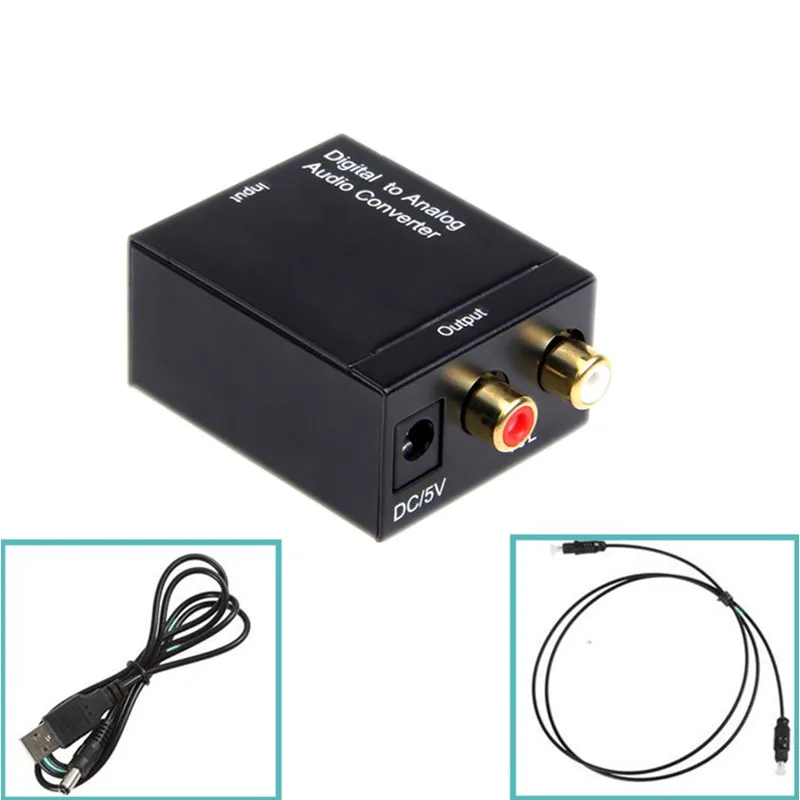 

EDD Digital Optical Toslink SPDIF Coax to Analog L/R RCA Audio Converter Adapter Either Home Audio Switching