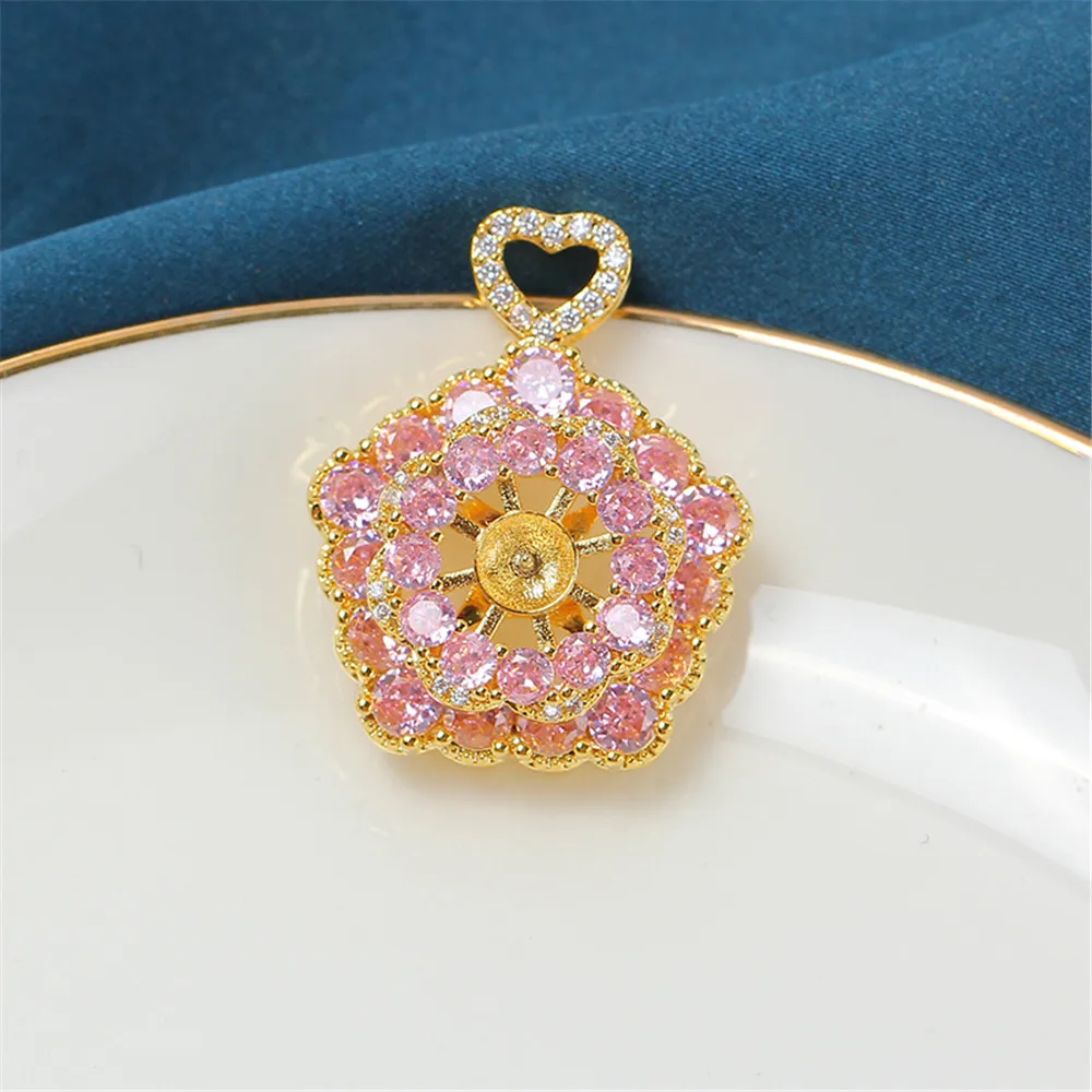 

Produced 14k Gold Injection Timing Running Pendant Inlaid with Zircon Pearl Rotatable DIY Accessories Exquisite Female