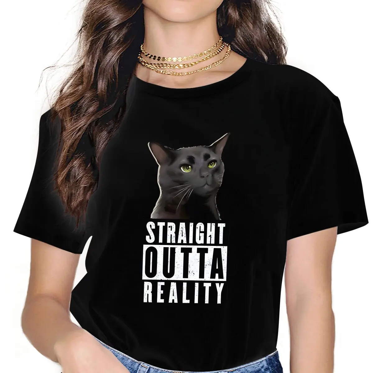 Футболки из полиэстера с черными кошками Мужская футболка принтом Zoning Out