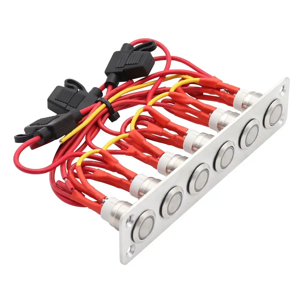 

New push button switch On-off Switch Panel Self-locking Blue Light Stainless Steel Button Switch With Wire Rv Modified Accessory