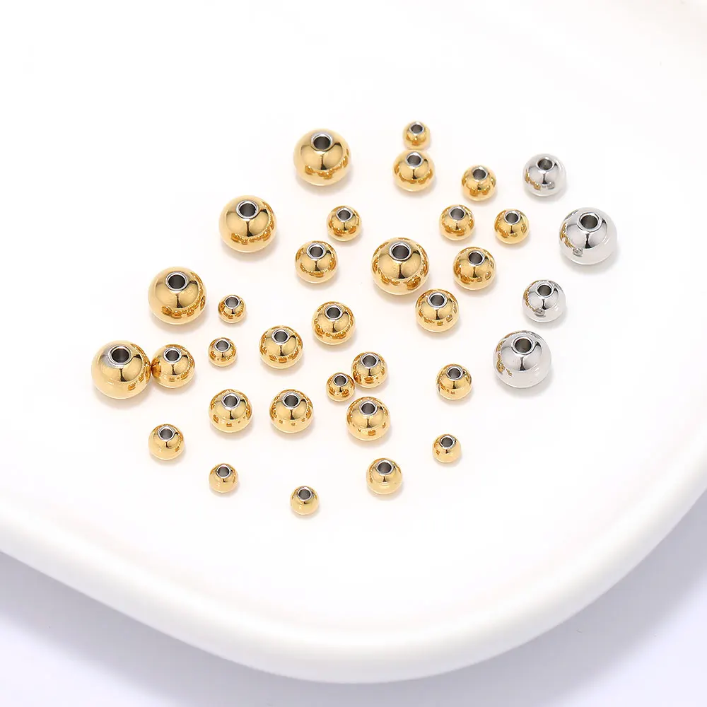 

3 - 8mm Stainless Steel Gold Color Loose Beads Bracelets Necklaces Charms Spacer Beads for DIY Jewelry Making Bulk Supplies