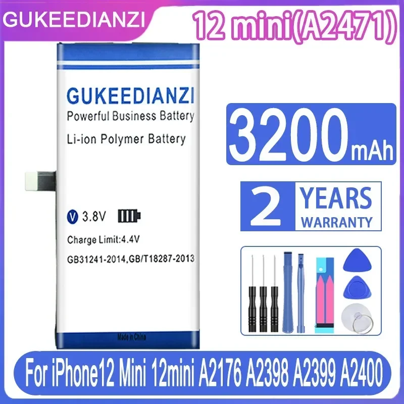 GUKEEDIANZI 12 Mini (A2471) Сменный аккумулятор 3200 мАч для Apple IPhone 12mini A2176 A2398 A2399 A2400 +