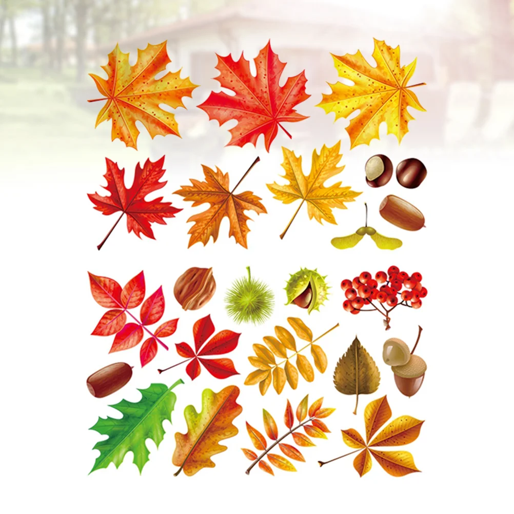 

1 Sheet Thanksgiving Sticker Leaves Design Self-adhesive Wall Decor Sticker Decals Mural for Glass