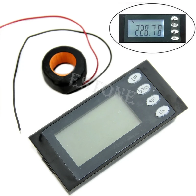 

AC 100A 5 in 1 Digital Combo Panel Meter Volt Amp kWh Watt Working Time + CT