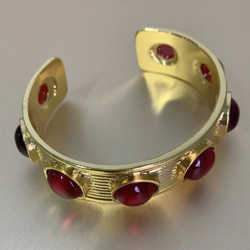 FFLACELL роскошный винтажный металлический широкий браслет с имитацией драгоценных