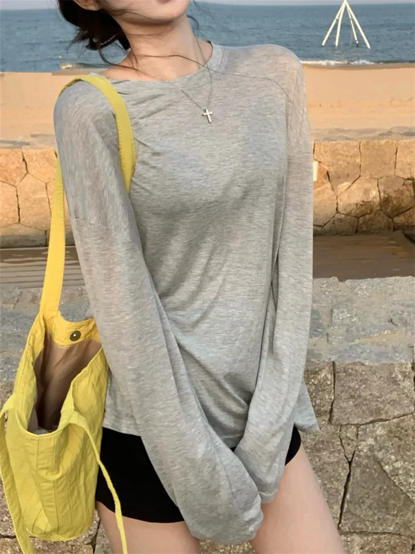 Свободные футболки PLAMTEE в ленивом стиле женские шикарные солнцезащитные