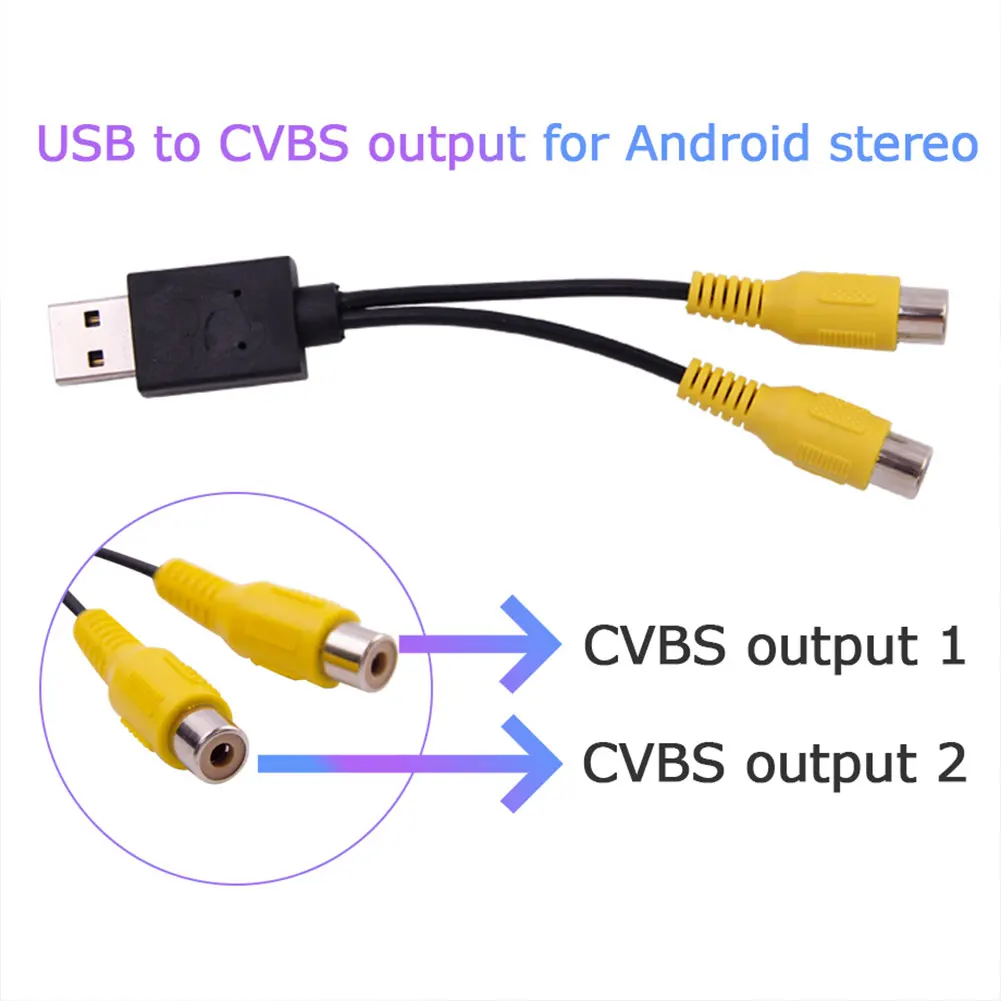 

Портативный адаптер с USB на CVBS RCA HD для синхронизации видеовыхода, Интерфейсный блок для Android, автомобильный радиоприемник, мультимедийный плеер, аксессуар