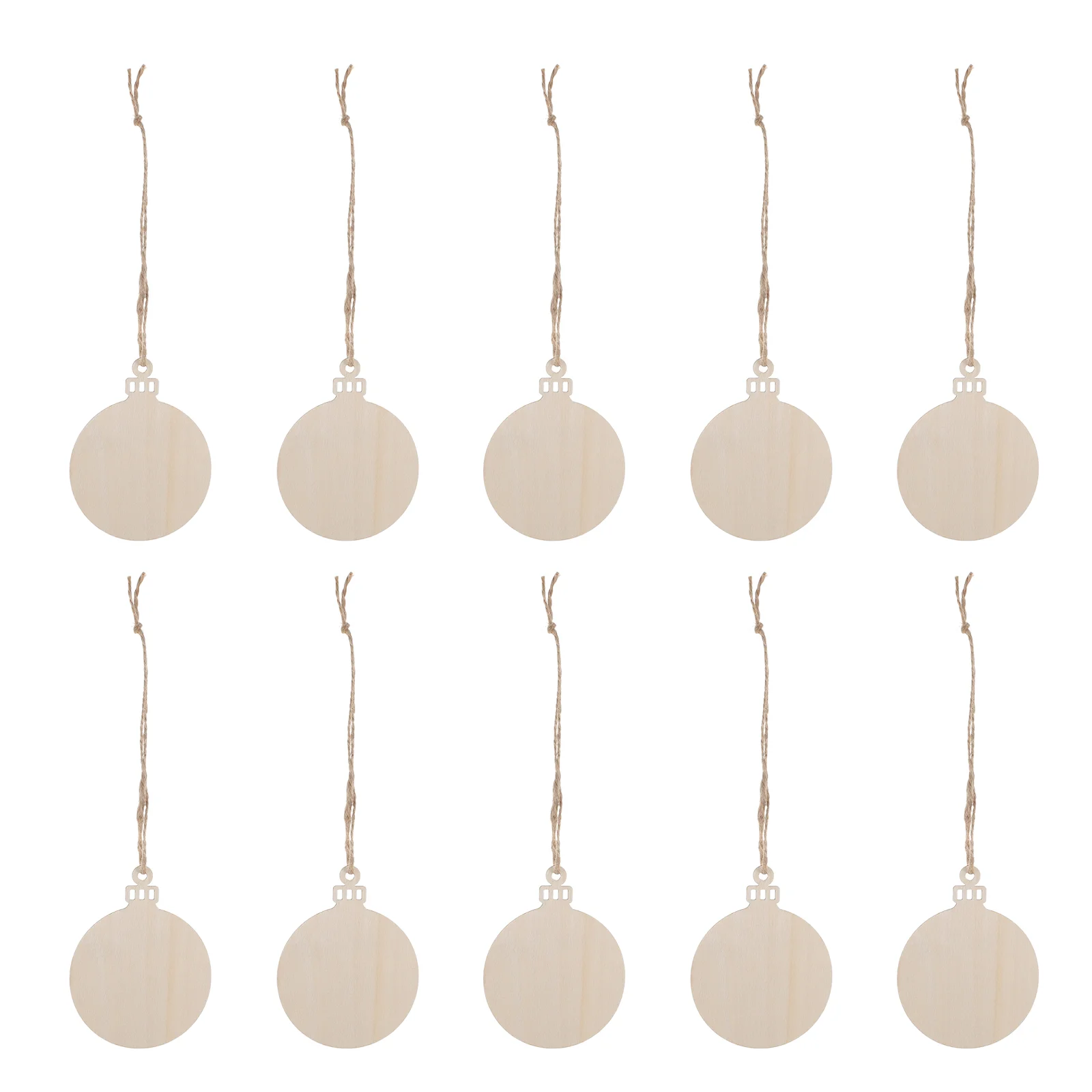 

50pcs Unfinished Round Discs with Holes and Rope Wooden Christmas Ornaments Embellishment Blank Wooden Tags Slices Cutouts for