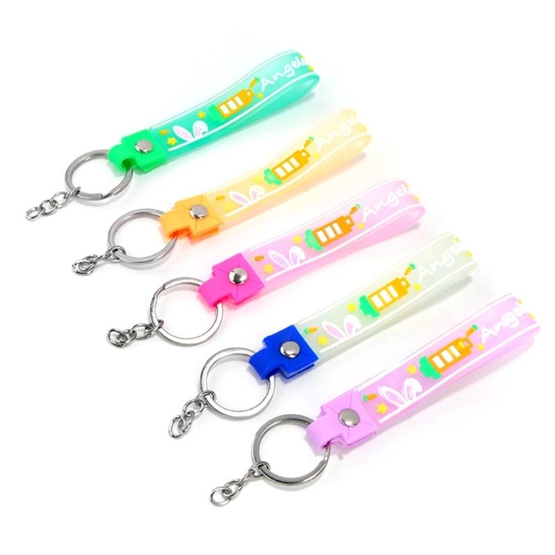 

Keychain Pendant Cartoon Keychain Soft Rubber CharmingKeyring with Rabbit Print