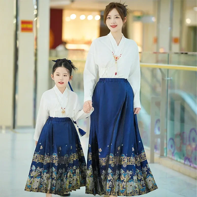 Женское плетеное платье династии Мин ханьфу Женская юбка с лицом лошади