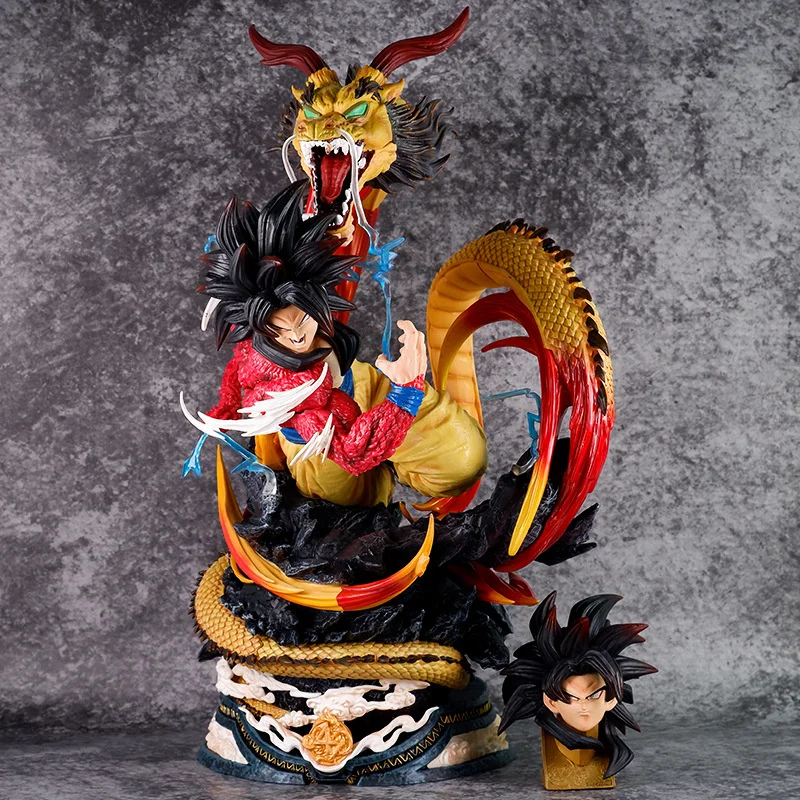 

Anime Dragon Ball Z GT Super Saiyan 4 Son Goku Kakarotto Fist Double Head PVC Action Figure Collectible Model Doll Toy 46cm