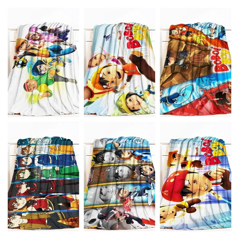 

BoBoiBoy blanket Blankets Spring Summer Anime Warm Fluffy Soft Throw Blanket for Travel Bedding Decorative Sofa Child Gift Plai