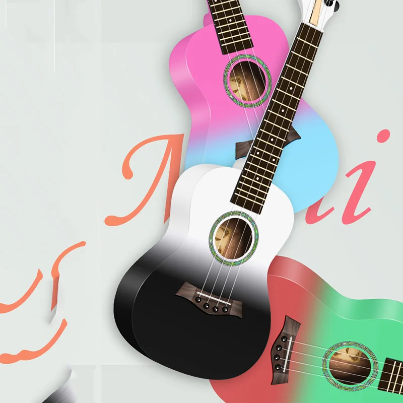 Colorful Vertical Ukulele Strings Finger Picks Travel Acoustic Ukulele Entertaining Mechanical Chitarre Fendr Silent Guitar