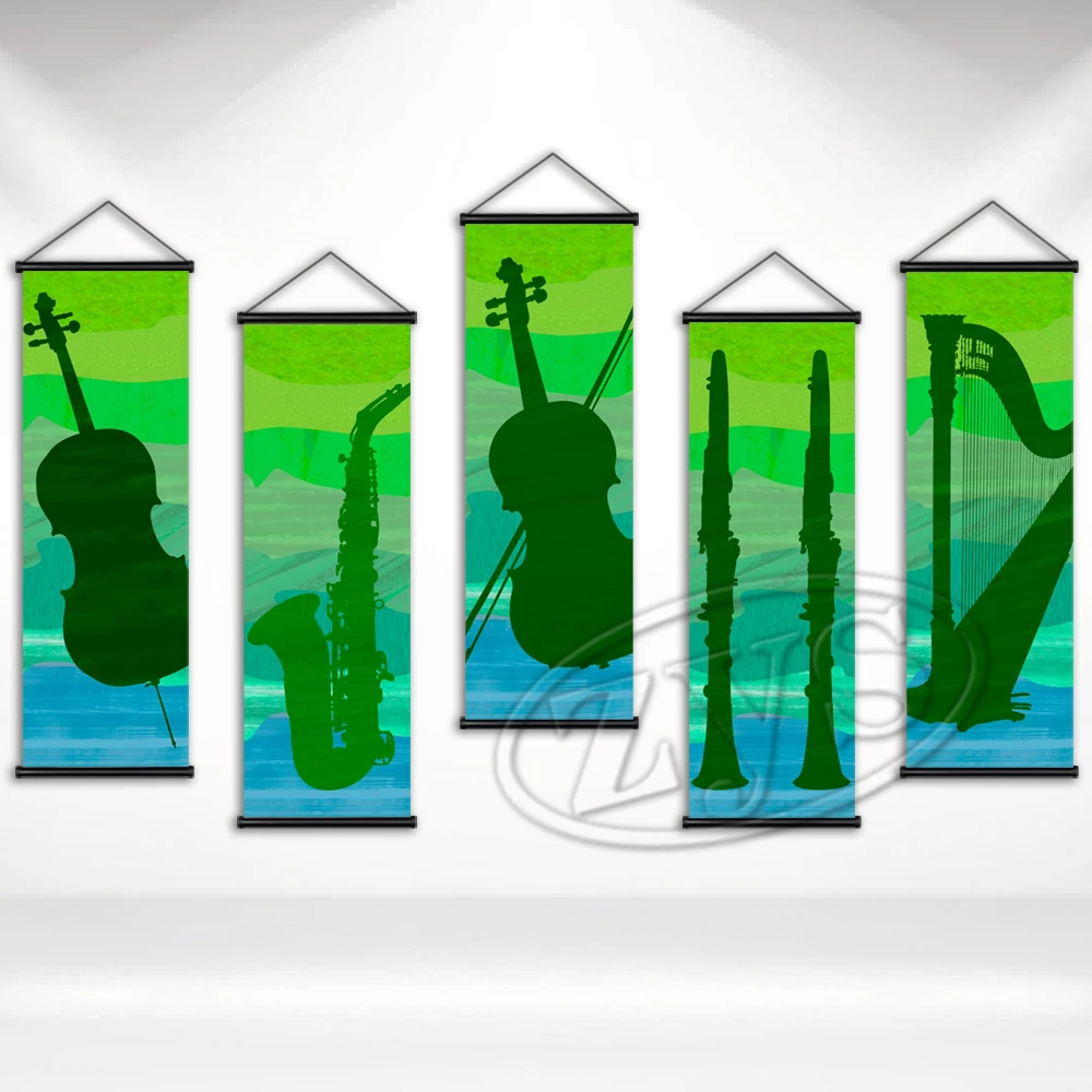 

Музыкальные подвесные свитки, плакаты и принты для скрипки, настенные художественные картины, коллекция картин на холсте, роспись, Декор дл...