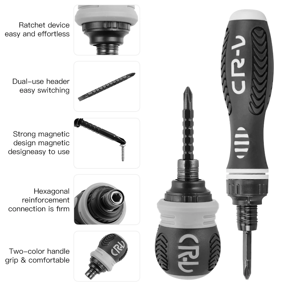 Набор отверток Vastar из хромованадиевой стали с трещоткой и короткой ручкой |