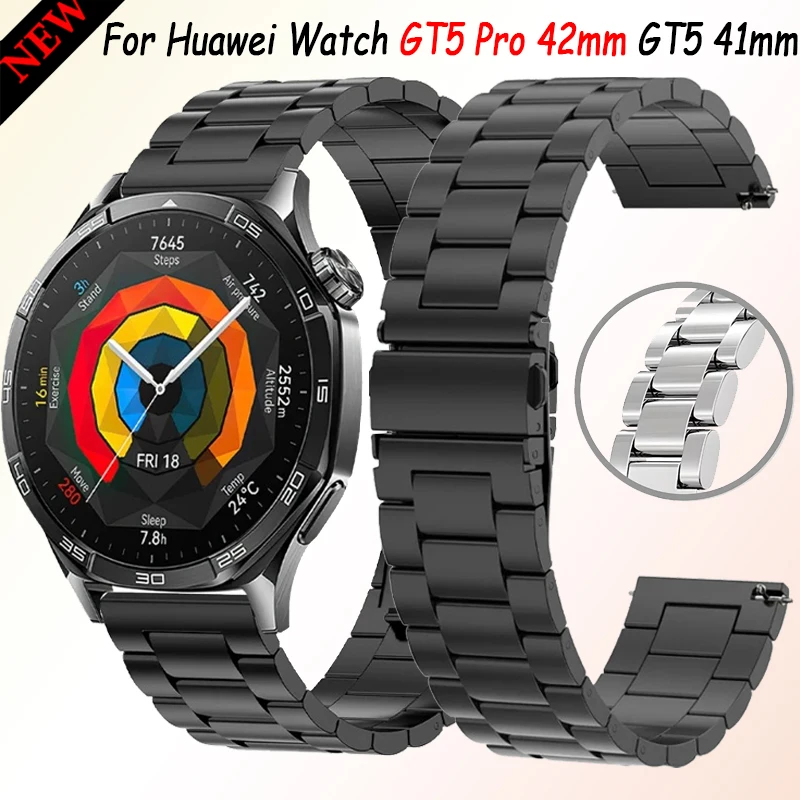 Металлический ремешок 20/22/18 мм для Huawei Watch GT5 PRO GT5-4-3-2 46 деловой из нержавеющей