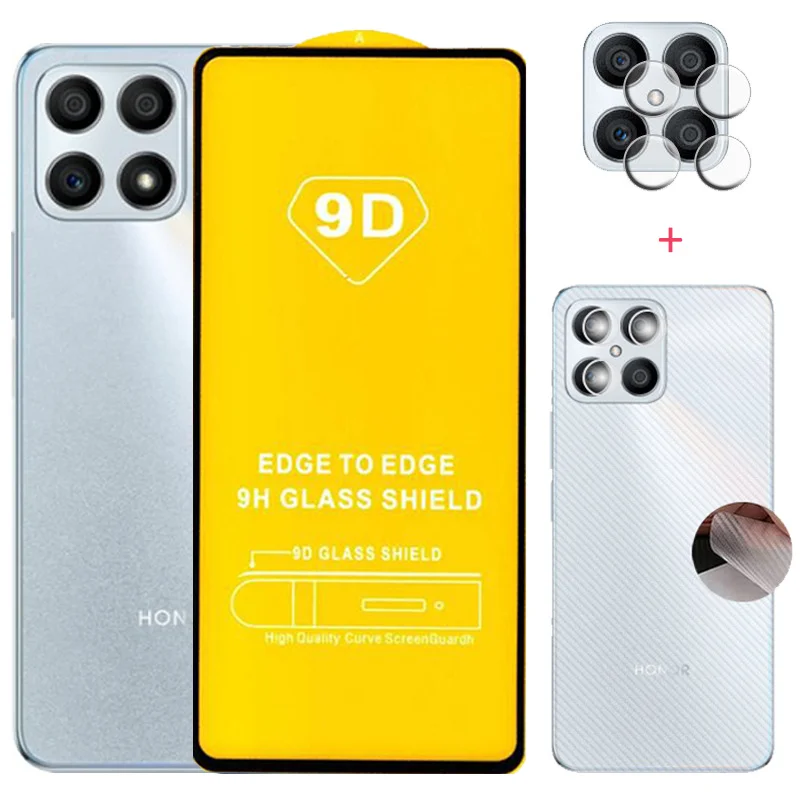 

Back Film+Front Screen Protectors Honor X8 Accessories Tempered Glass Honor10X 9X 50 Lite HonorX8 Xonor 50Lite Protective Glass