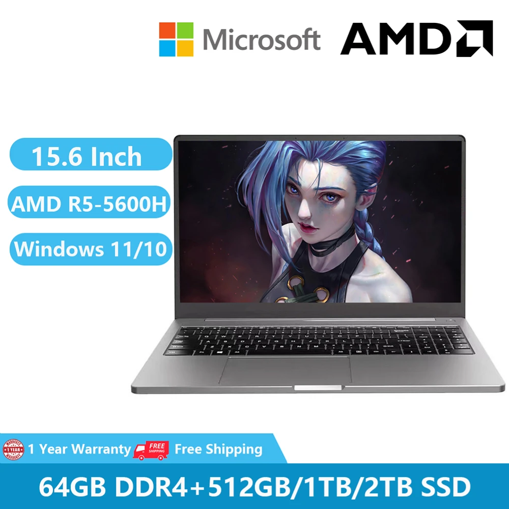 Gaming Laptops Windows 11 10 AMD Metal Notebook 15.6