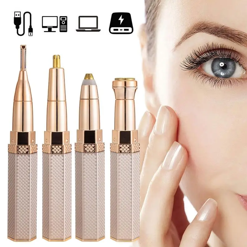 

4 In 1 Electric Eyebrow Razor Nose Hair Trimmer Electric Epilator Womens Facial Hair Remover For Women Arms Legs Body Washable